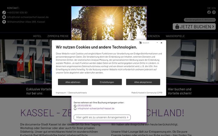 Screenshot of hotel-schweizerhof-kassel.de