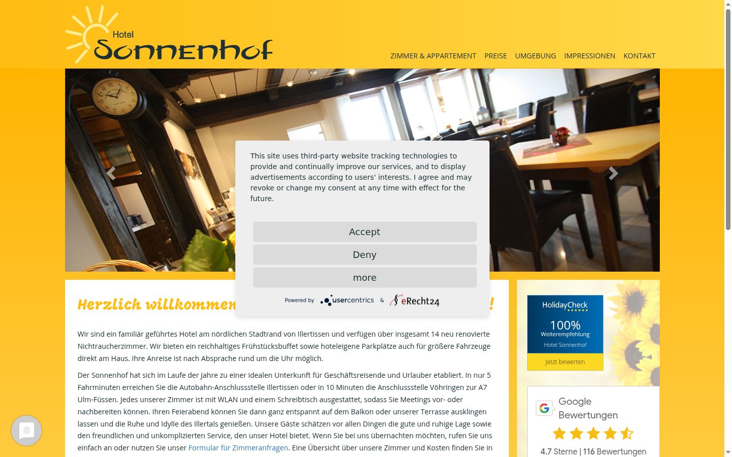 Screenshot of the consent banner shown before any interaction