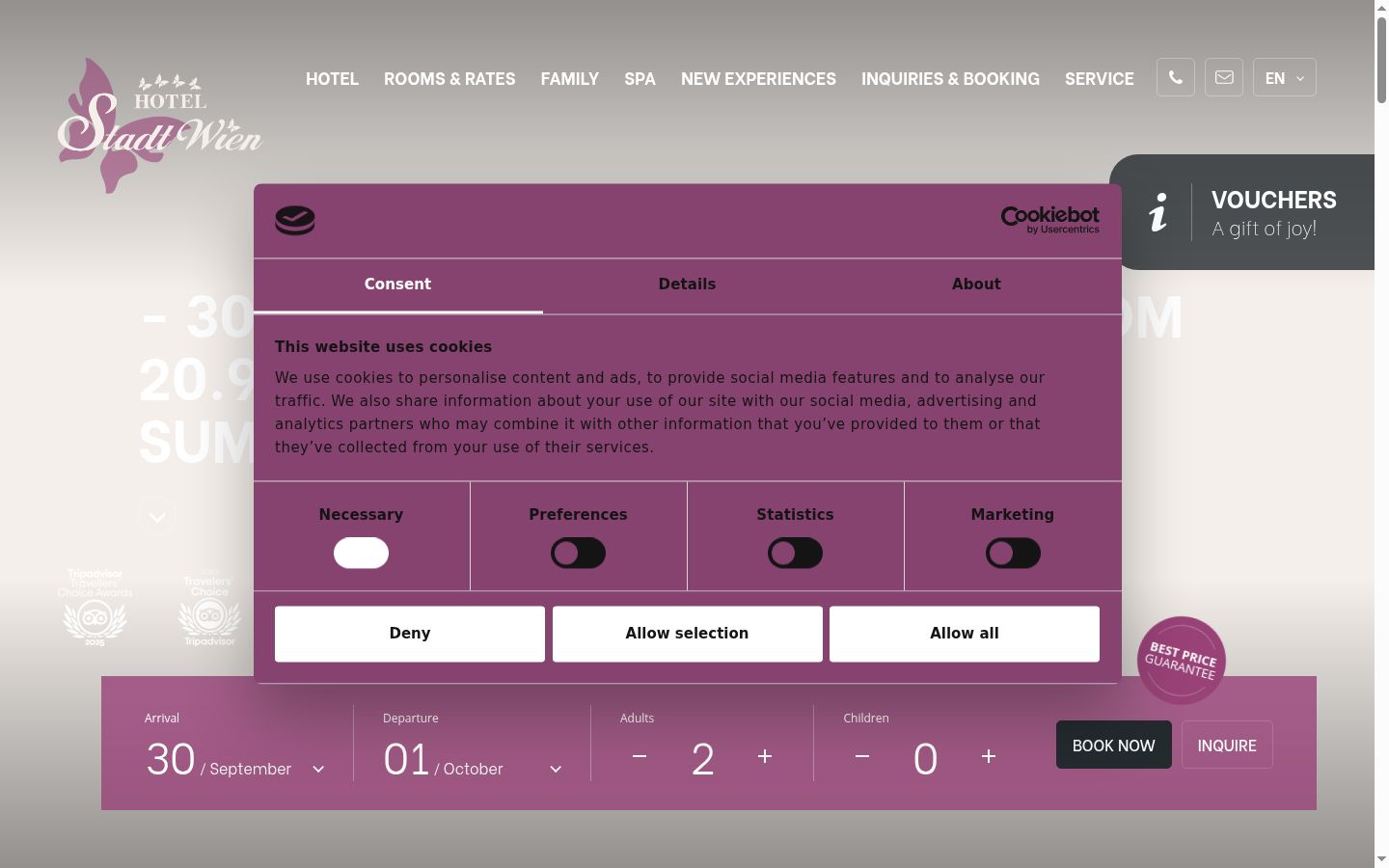 Screenshot del banner di consenso mostrato prima di qualsiasi interazione