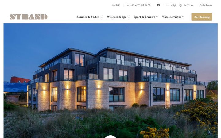 Captură de ecran a hotel-strand-sylt.de