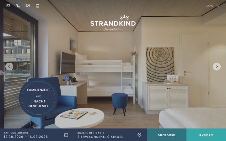 Screenshot of hotel-strandkind.de