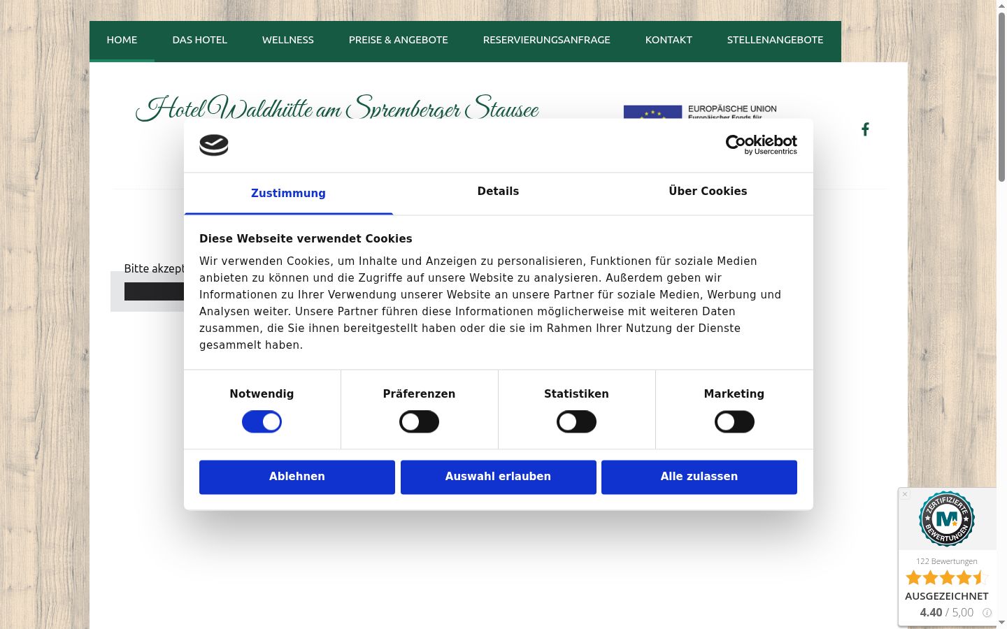 Screenshot van de toestemmingsbanner zoals getoond vóór enige interactie