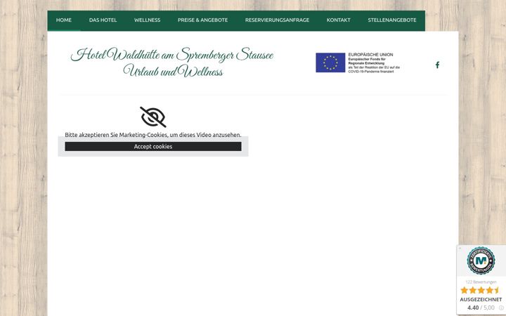 Screenshot of hotel-waldhuette.de