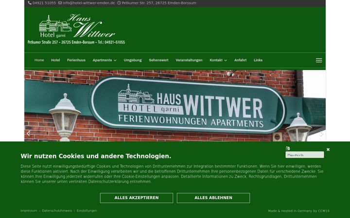 Screenshot of hotel-wittwer-emden.de