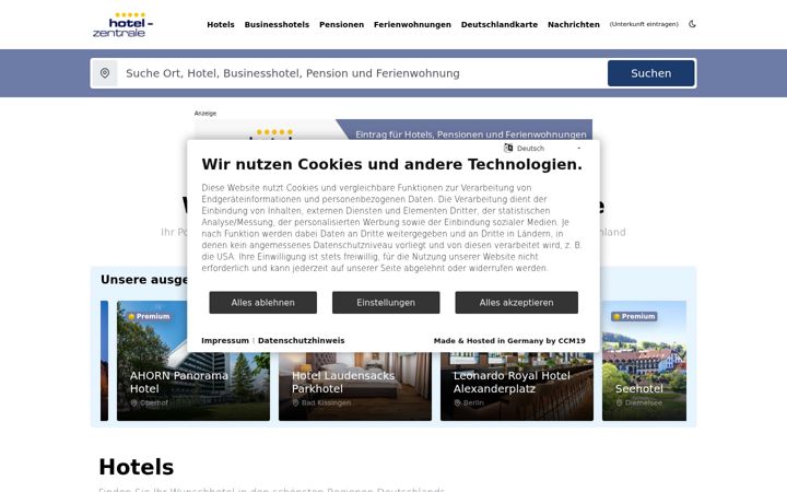 Captura de pantalla de hotel-zentrale.de