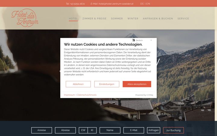 Screenshot of hotel-zentrum-soelden.at