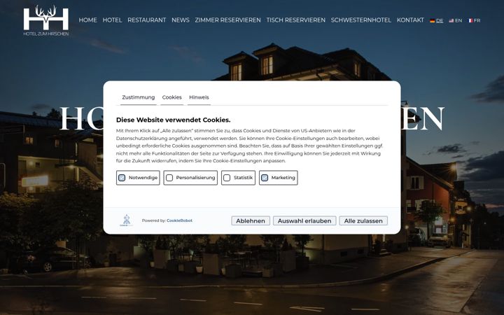 Screenshot of hotel-zumhirschen.ch