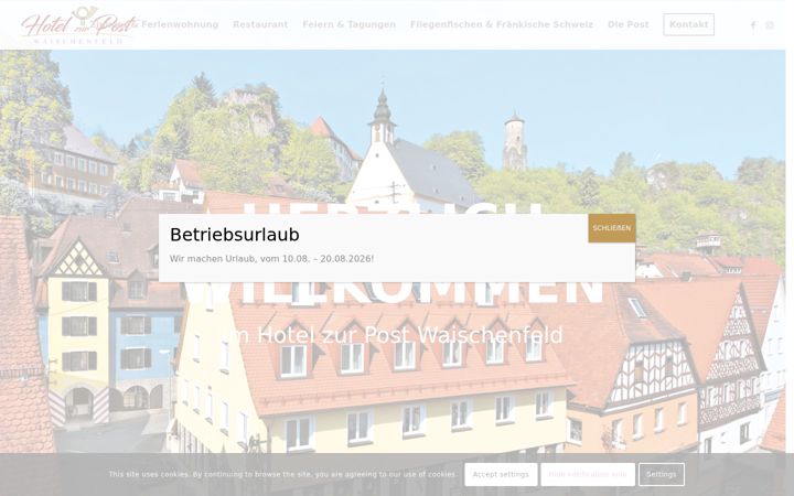 Screenshot of hotel-zur-post-waischenfeld.de