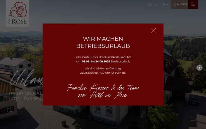 Screenshot of hotel-zur-rose.eu
