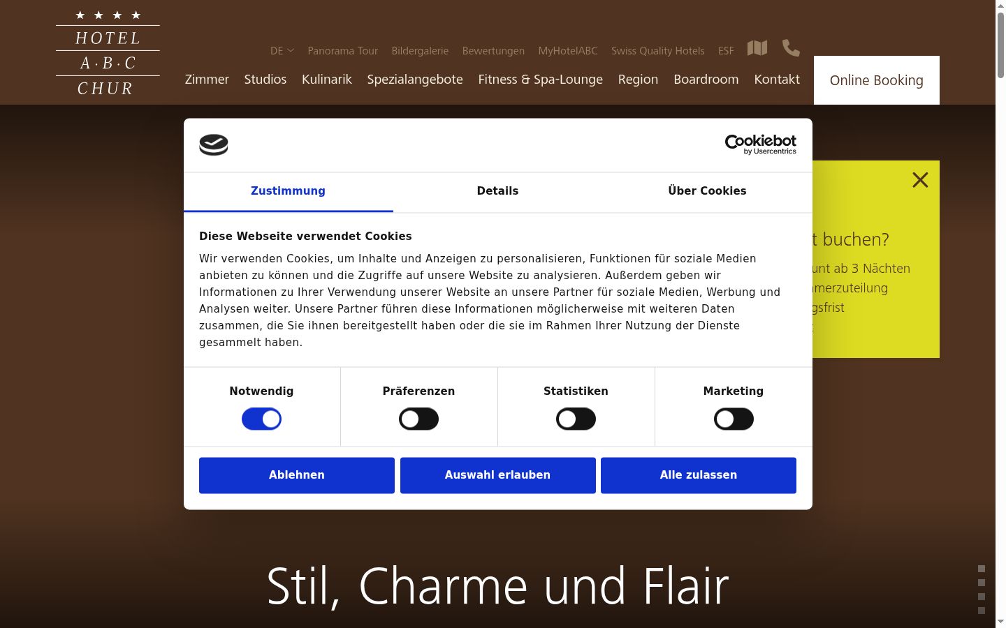 Captură de ecran a bannerului de consimțământ afișat înainte de orice interacțiune