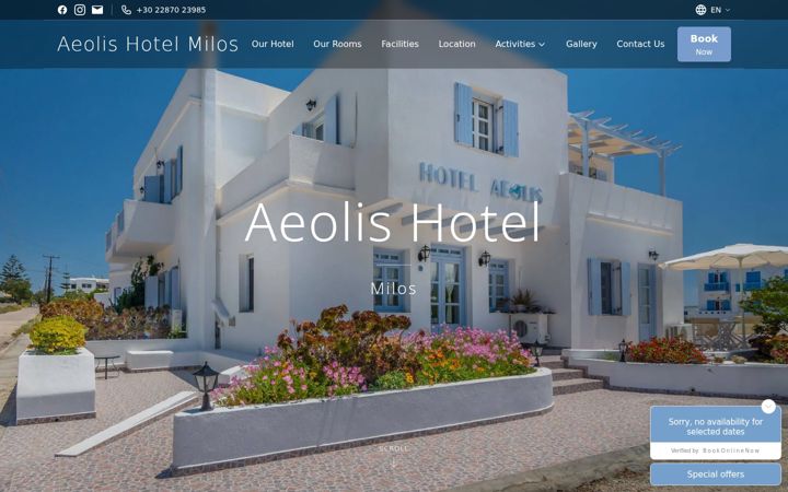 Screenshot of hotelaeolis.com