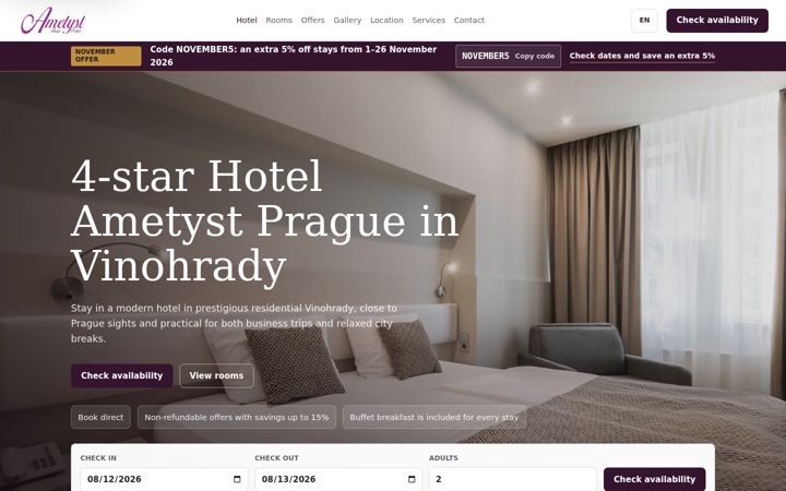 Screenshot of hotelametyst.com