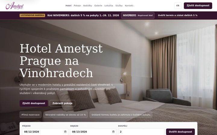 Screenshot of hotelametyst.cz