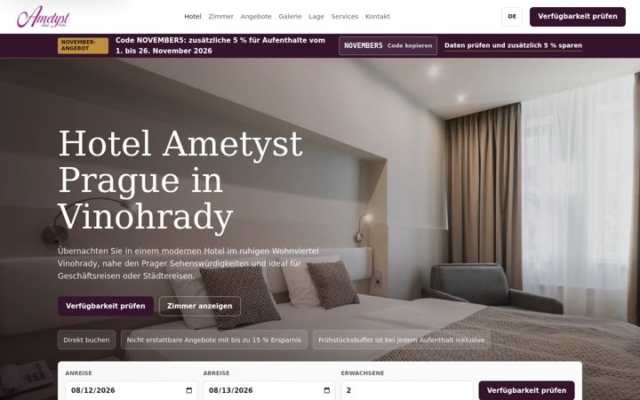Screenshot of hotelametyst.de