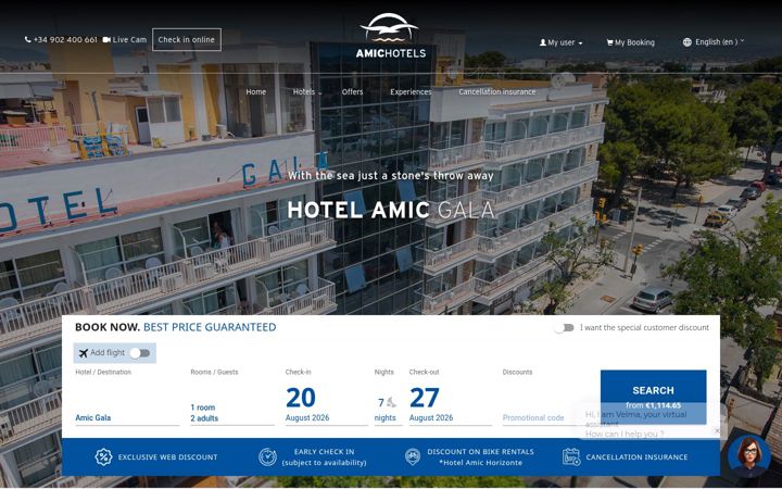 Screenshot of hotelamicgala.com