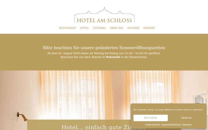 Screenshot of hotelamschloss-rastatt.de