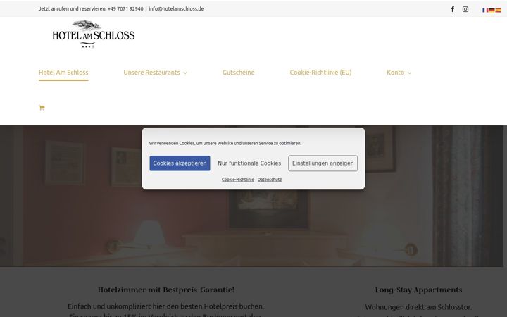 Screenshot of hotelamschloss.de