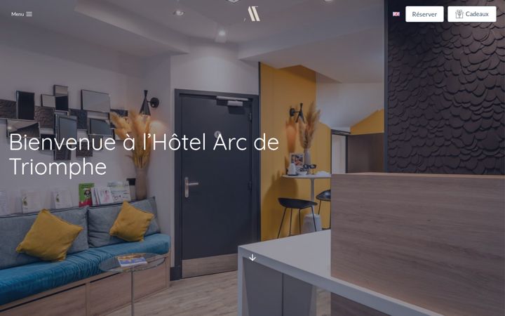 Screenshot of hotelarcdetriomphe.fr