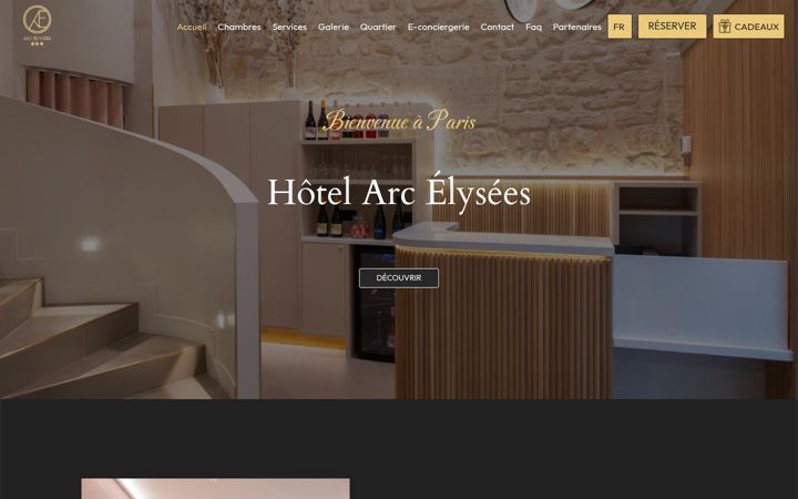 Screenshot of hotelarcelysees.fr