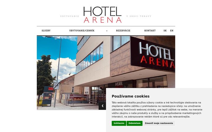 Screenshot of hotelarena.sk