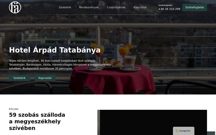 Screenshot of hotelarpad.hu