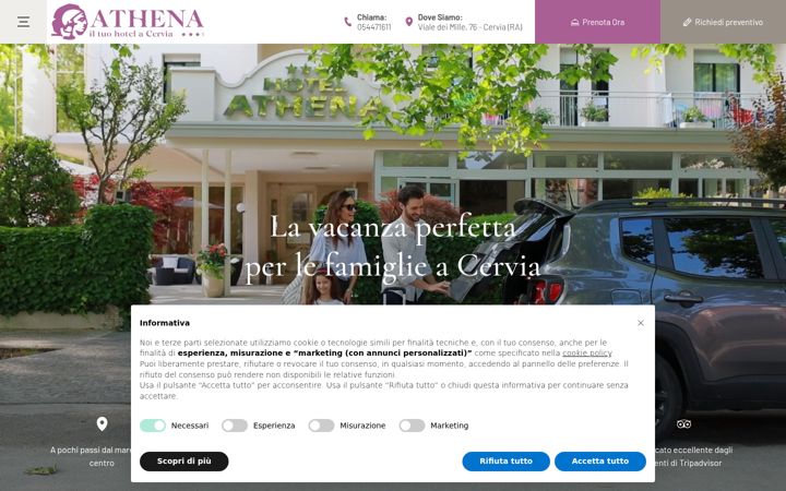 Screenshot του hotelathenacervia.com