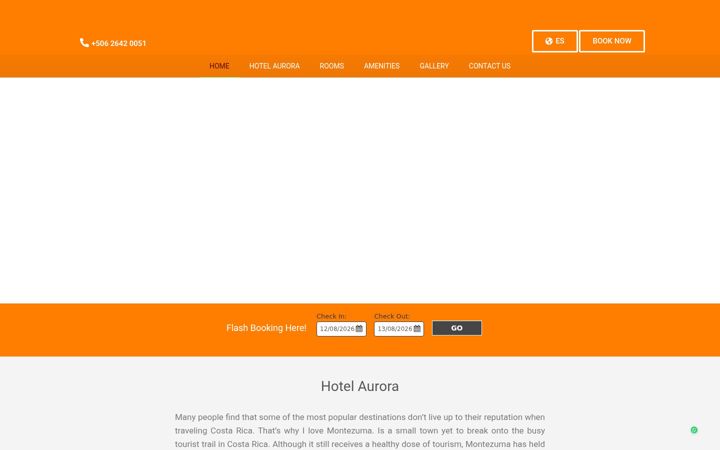 Screenshot of hotelaurora-montezuma.com