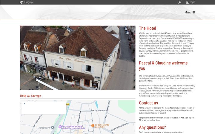 Screenshot of hotelausauvage.com