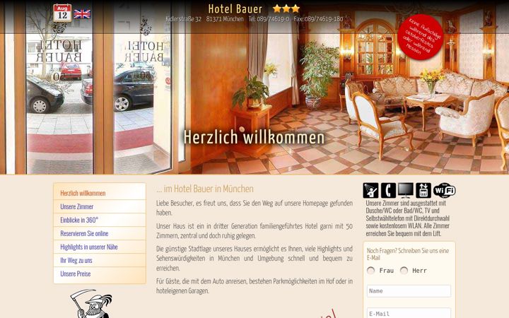 Screenshot of hotelbauer-muenchen.de