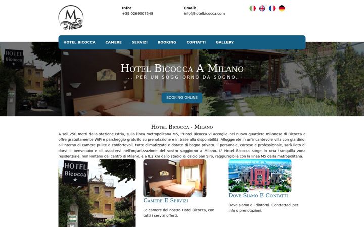 Ekrānuzņēmums no hotelbicocca.com