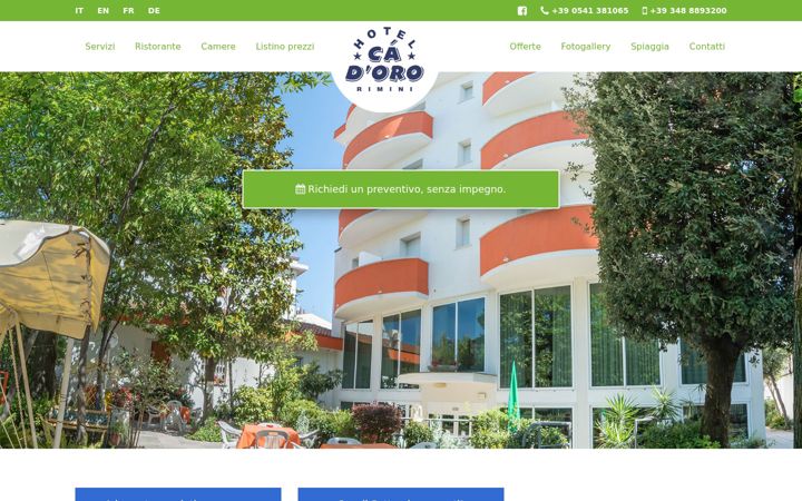 Screenshot of hotelcadororimini.it