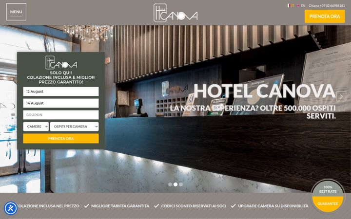 Screenshot of hotelcanova.it