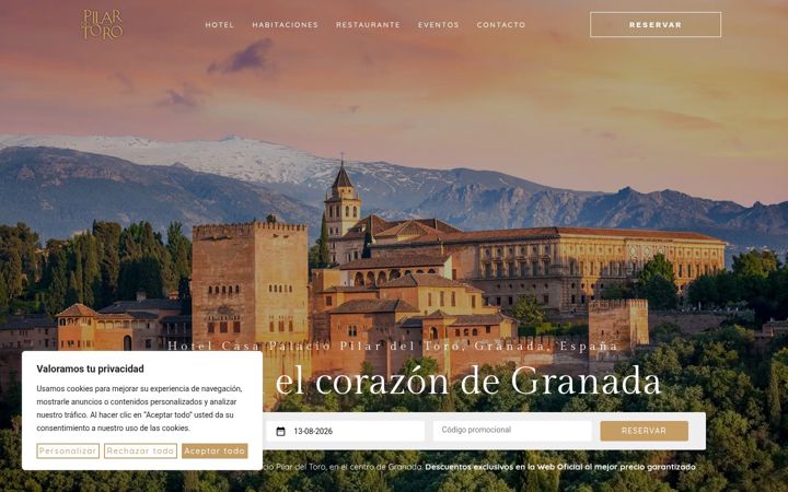 Screenshot of hotelcasadelpilar.com