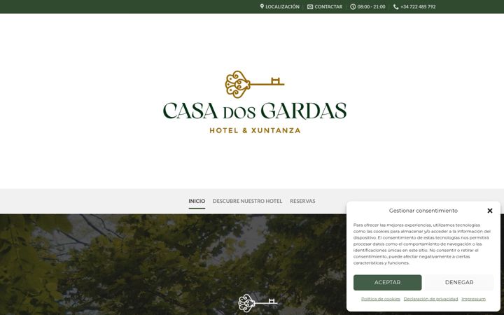 Screenshot of hotelcasadosgardas.es
