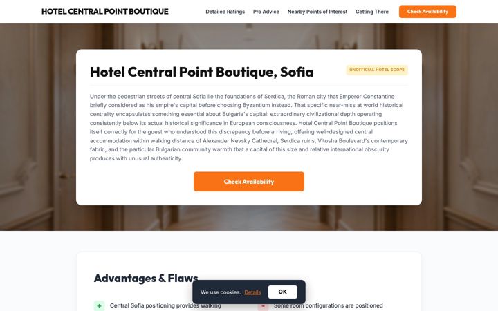 Screenshot of hotelcentralpointboutique.com