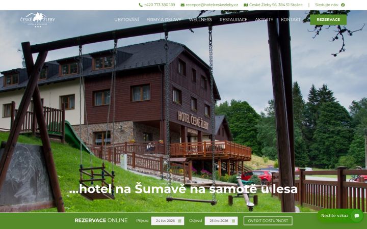 Екранна снимка на hotelceskezleby.cz