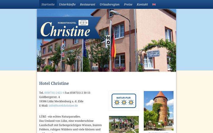 Screenshot of hotelchristine.de