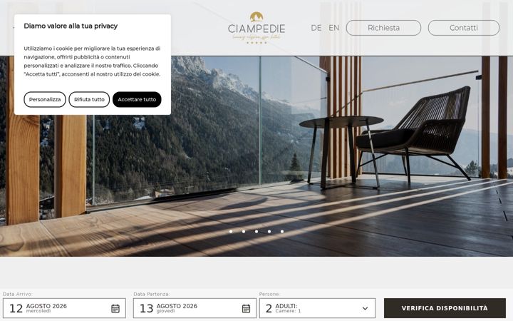 Screenshot of hotelciampedie.com