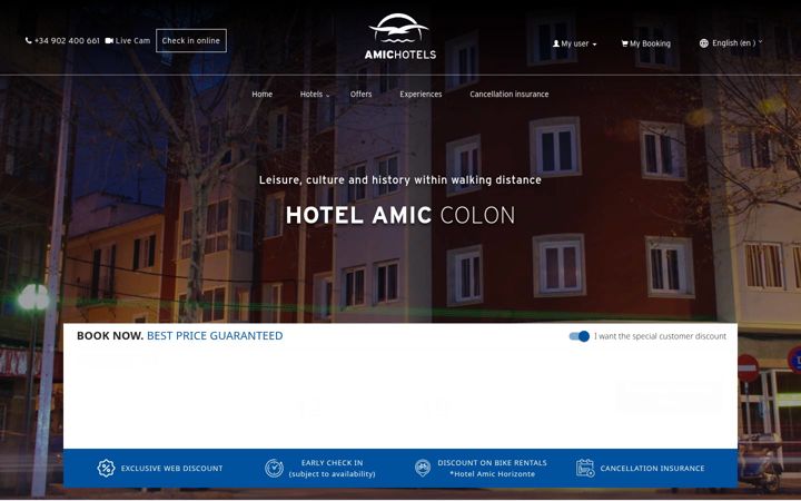 Screenshot of hotelcolonpalma.com