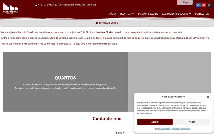 Screenshot of hoteldafabrica.com
