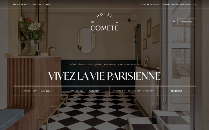 Screenshot of hoteldelacomete.fr