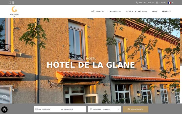 Screenshot of hoteldelaglane.com