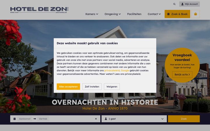 Screenshot of hoteldezon1870.nl