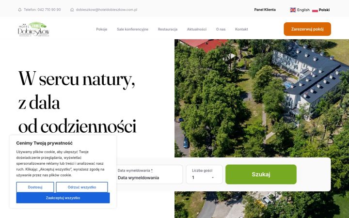 Screenshot of hoteldobieszkow.com.pl