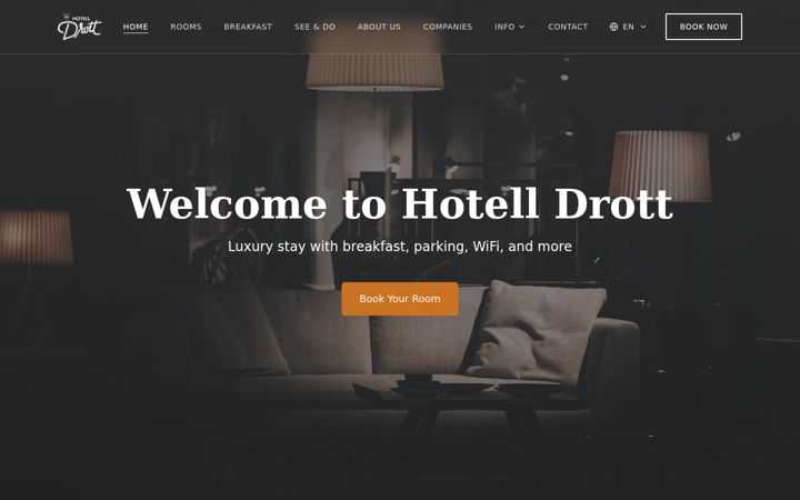 Screenshot of hoteldrott.se