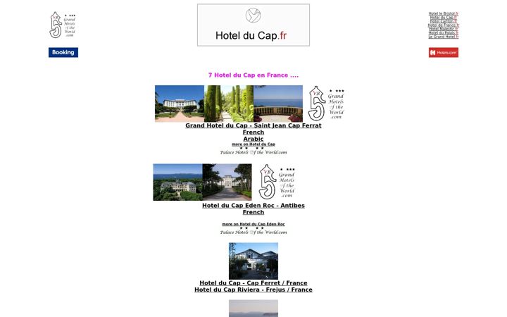 Screenshot of hotelducap.fr