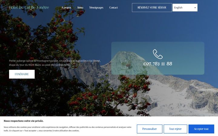 Screenshot of hotelducoldefenetre.ch