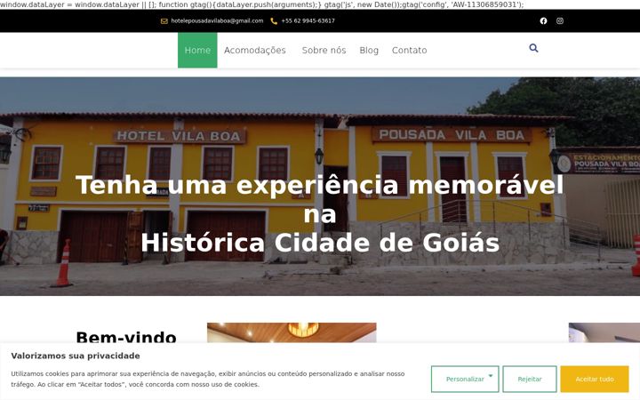 Screenshot of hotelepousadavilaboa.com.br