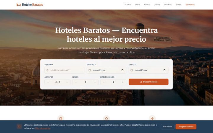 Screenshot of hotelesbaratos.com