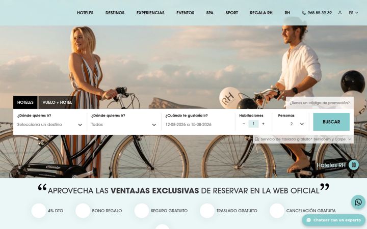 Screenshot of hotelesrh.com